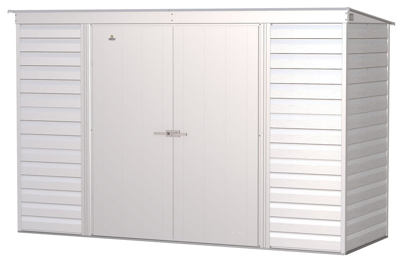 Arrow Select Galvanized Steel Storage Shed, Flute Grey, 10-ft x 4-ft N0