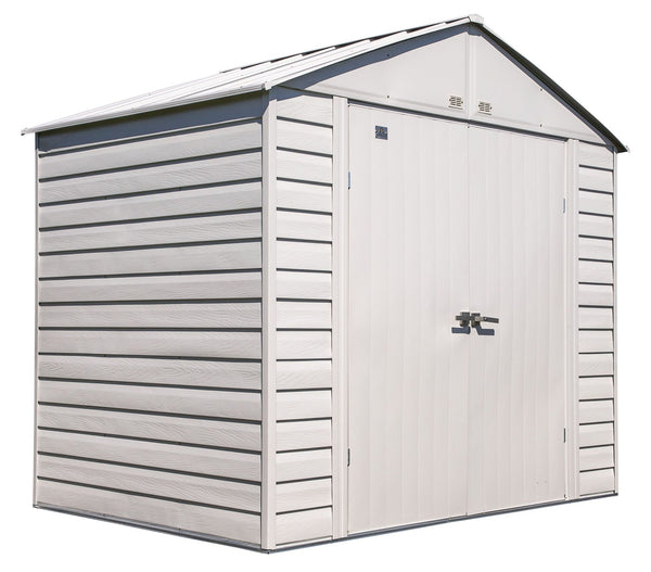 Arrow Select Galvanized Steel Storage Shed, Flute Grey, 8-ft x 6-ft F1