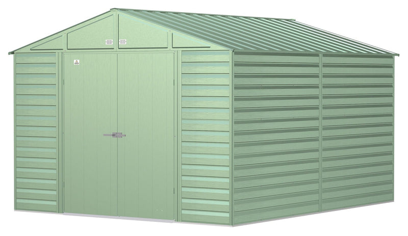 Arrow Select Galvanized Steel Storage Shed, Sage Green, 10-ft x 12-ft W1