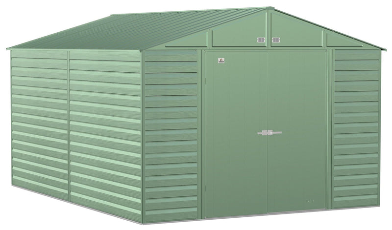 Arrow Select Galvanized Steel Storage Shed, Sage Green, 10-ft x 14-ft U9