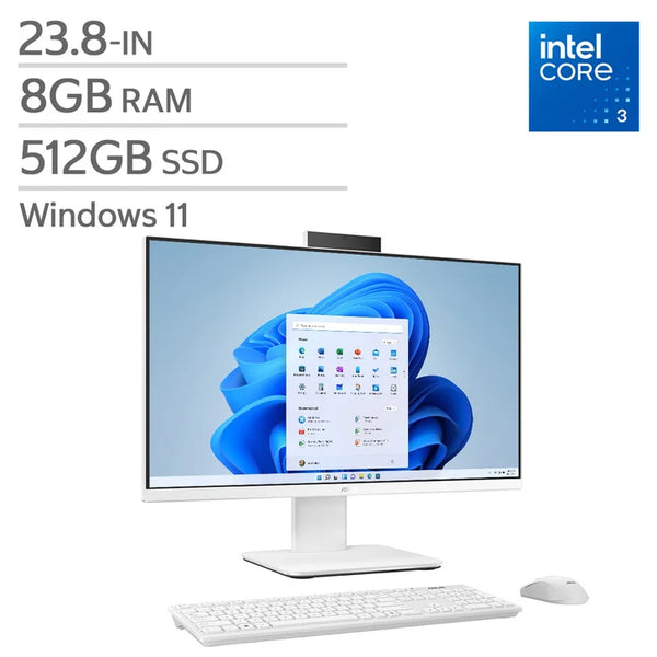ASUS 23.8-in All-in-One Desktop, Intel Core i3-1315U - 8GB RAM, 512 GB SSD N5