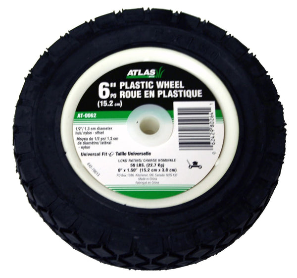 Atlas Lawn Mower Replacement Wheel, Wide Tread, 6-in x 1.5-in W7
