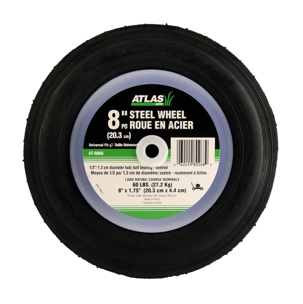 Atlas Steel Lawn Mower Replacement Wheel with Ball Bearings, 8-in x 1.5-in J7