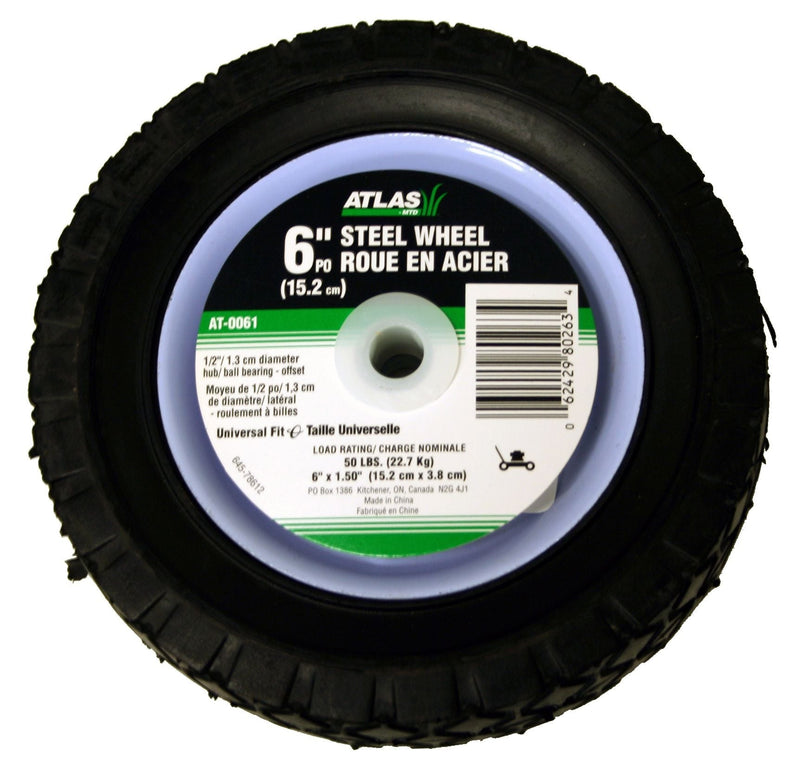 Atlas Steel Lawn Mower Wheel with Ball Bearings, 6-in x 1.5-in D7