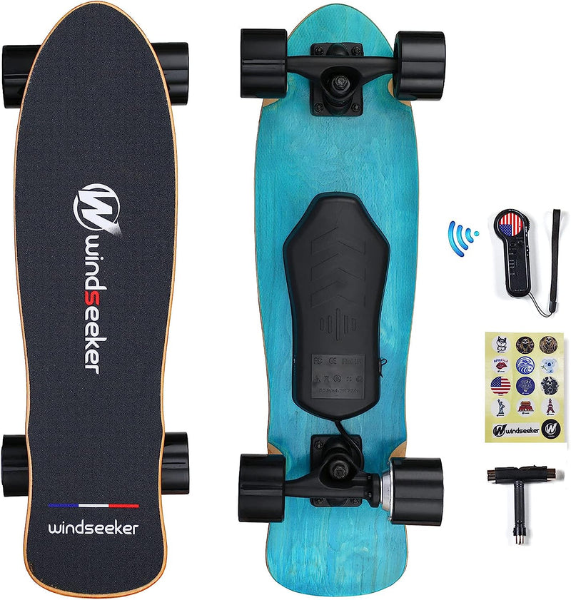 Electric Skateboard with Remote Control for Beginners Cruiser E-Ska with DIY Stickers K8