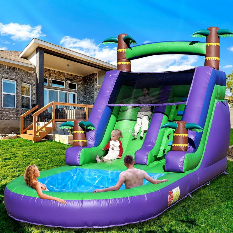 21FT(L) Commercial Grade Water Slide for Adults, (Heavy Duty Full PVC) (Big Splash Water Pool), 750w Blower, Inflatable Waterslide for Backyard, Outdoor Park, 21x9x12ft R8
