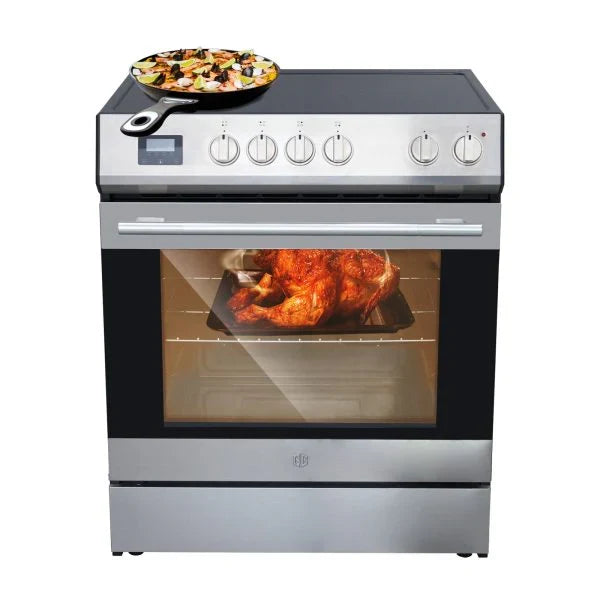 Front Control Electric Range Oven with 5 Cooktop Elements with 6 Cooking Power Options, Freestanding Oven, 5.0 cu. ft. Capacity Stainless Steel O3