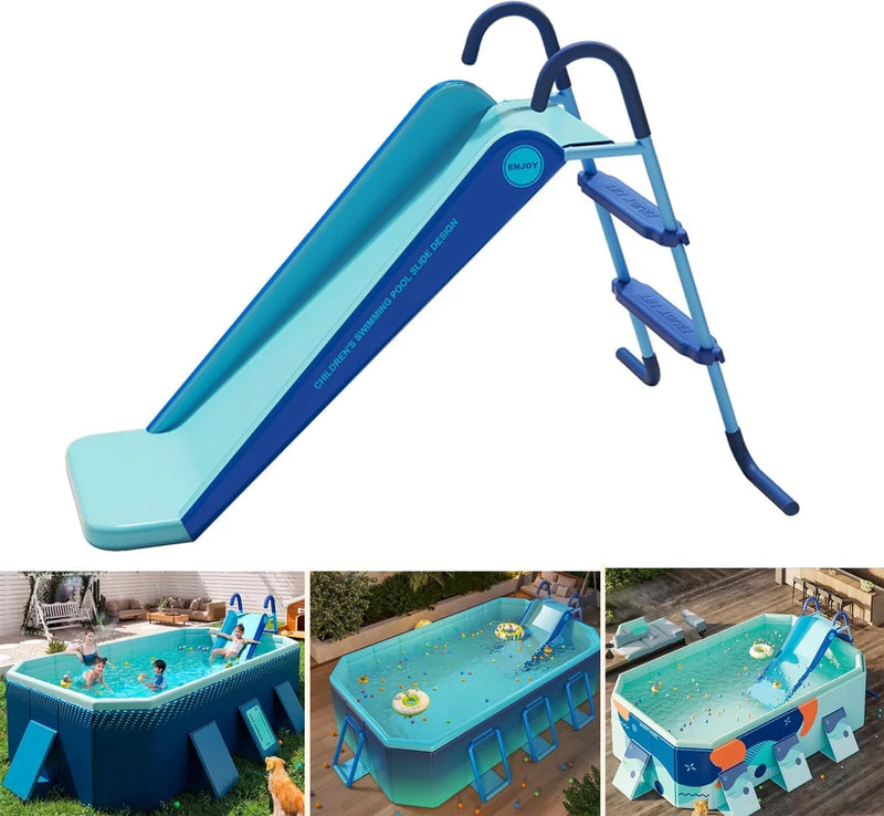 Pool Slide Inflatable Swimming Water Slide, Summer Swimming Pool Supplies Universal Trampoline Ladder Backyard Slide Home Playground Equipment O0