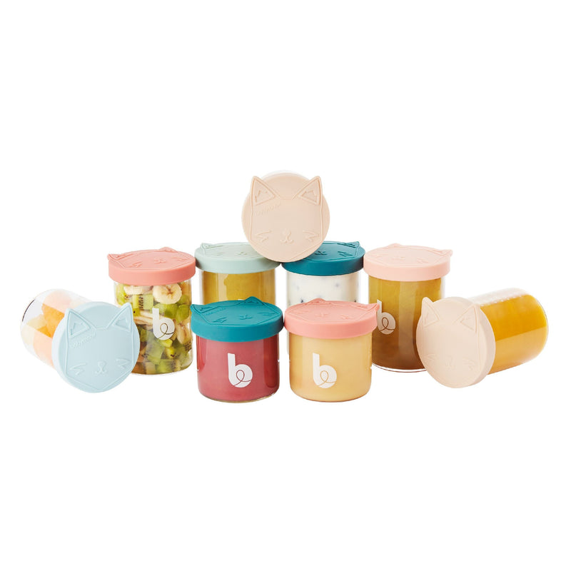 Babymoov Isy Glass Food Prep & Storage Bowls Set, For Babies & Toddlers, 4-oz & 8.5-oz, 9-pk G3