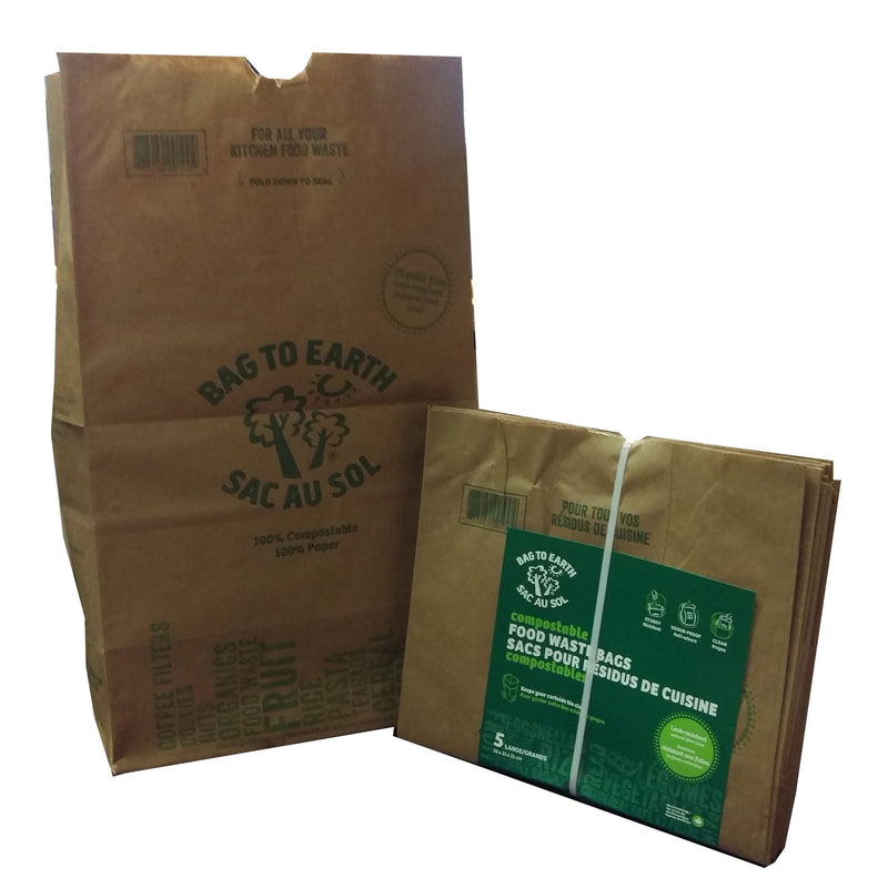 Bag to Earth Large Organic Compostable and Biodegradable Food Waste Bags, 5-pk, 45-L C4