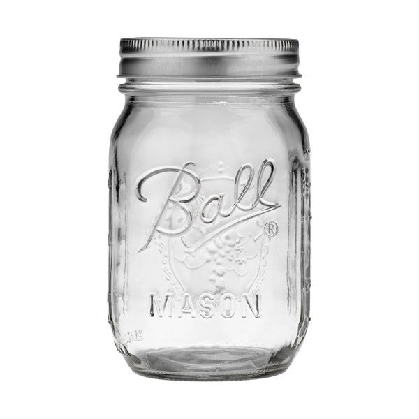 Ball Regular Mouth Pint Glass Mason Jar, 16-oz/473-mL, 8-pk S0