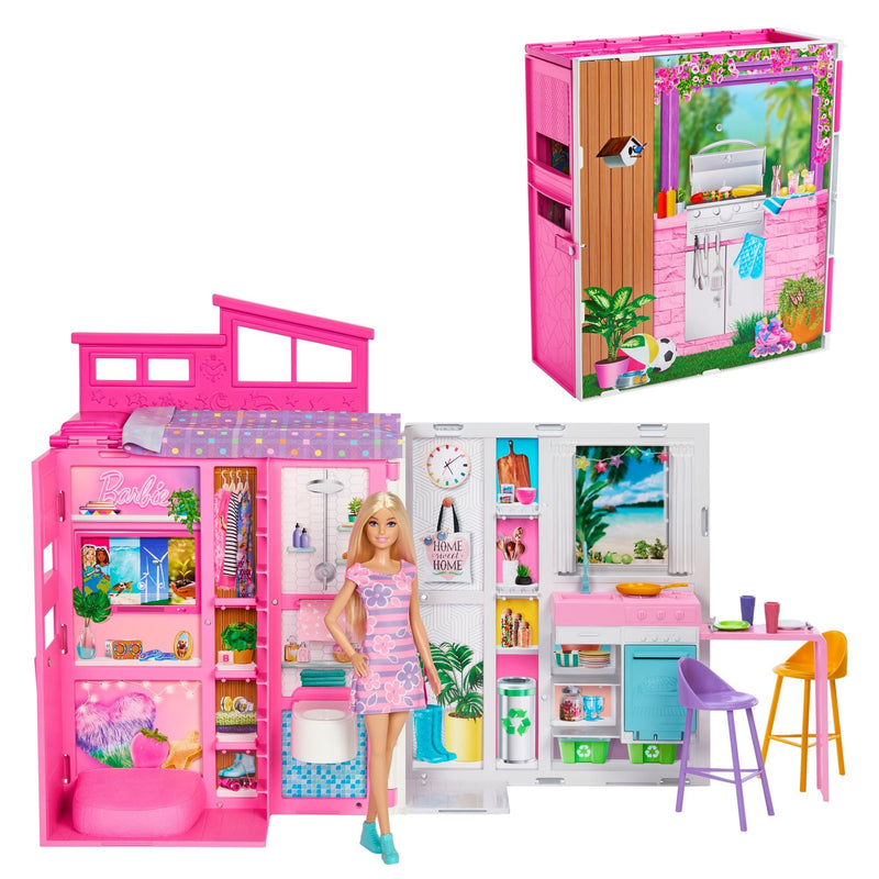 Barbie 2024 Getaway House Playset with Doll, Includes 4 Play Areas, Kids Ages 3+ B2