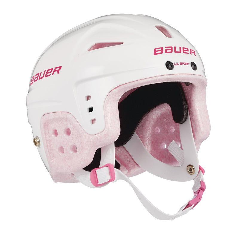Bauer Lil' Sport Hockey Helmet, Youth, White & Pink Q3