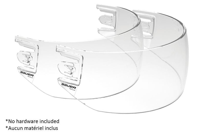 Bauer Pro-Clip Straight Hockey Helmet Visor Replacement without Clips, Junior/Senior, Clear, 2-pk K0