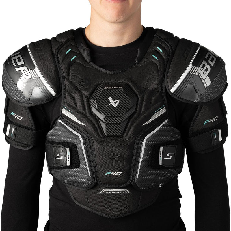 Bauer Supreme F40 Hockey Shoulder Pads, Intermediate, Black, Assorted Sizes H1