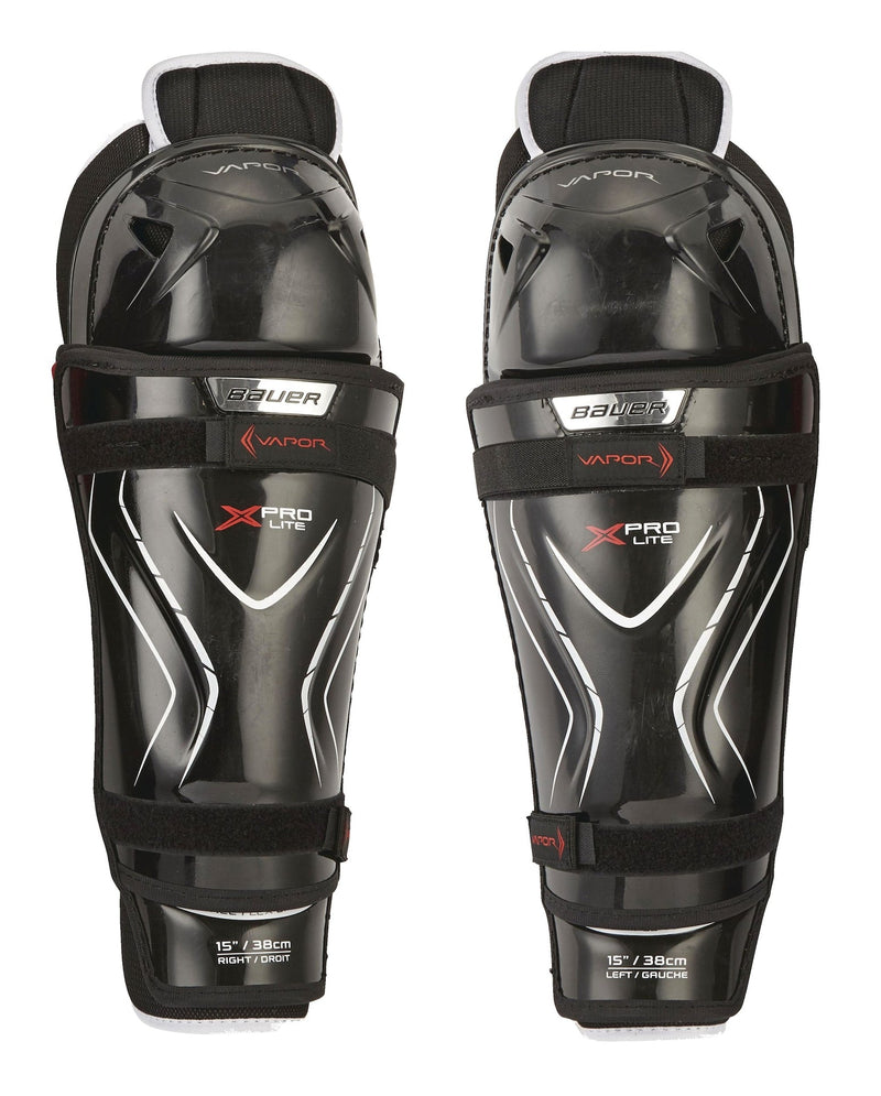 Bauer Vapor X Pro Lite Junior Hockey Shin Guards with Tapered Fit, Hyperlite HD Foam, Black H8