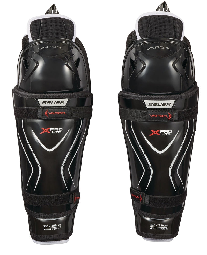 Bauer Vapor X Pro Lite Senior Hockey Shin Guards with Tapered Fit, Hyperlite HD Foam, Black W5