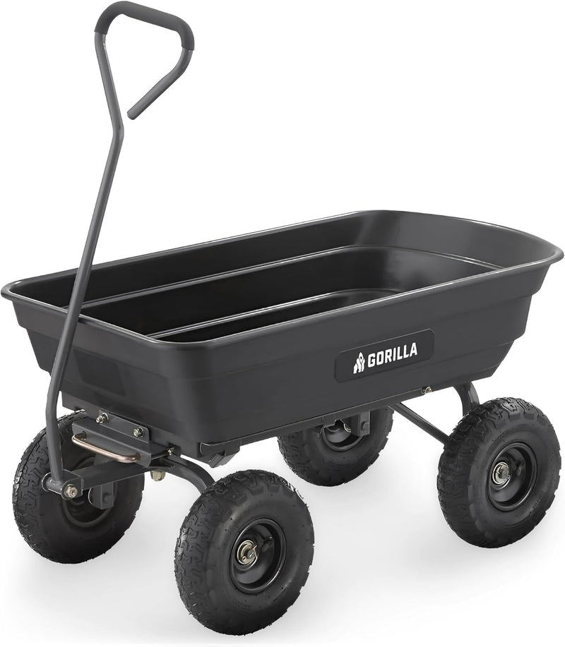 Heavy-duty multi-purpose garbage transfer cart garden cart, equipped with pneumatic tires, capacity 4 cubic feet - 600 pounds load capacity, outdoor wheeled cart, suitable for garden, gardening and landscaping work. Q7