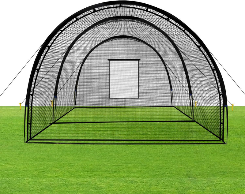 Baseball Batting Cage Net Batting Cages for Backyard Portable Baseball and Softball Batting Cages with Pitching Machine Hole and Detachable Door for Backyard Outdoor Hitting Practice V4