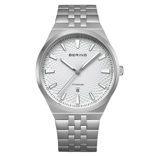 Bering Titanium White Silver-tone Guilloche Dial Men's Watch E4