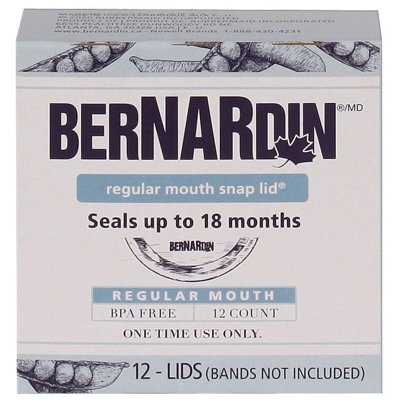 Bernardin Regular Mouth Replacement Snap Lids for Mason Jars, 12-pk D2