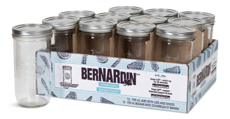 Bernardin Wide Mouth Mason Jars with Lids, 750-mL, 12-pk Y1