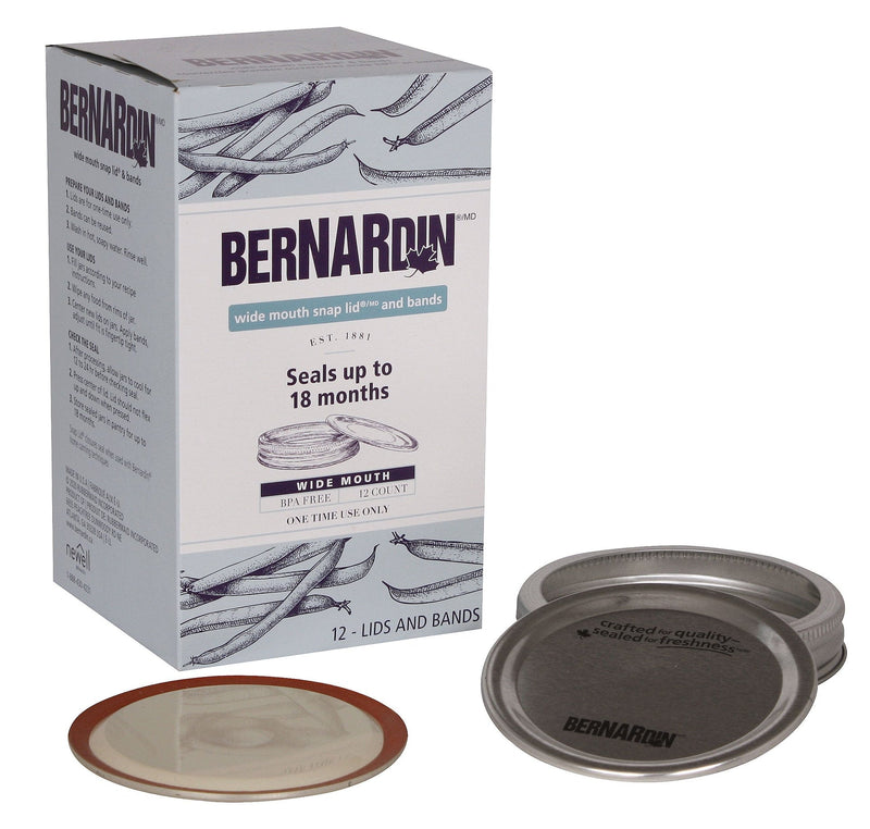 Bernardin Wide Mouth Replacement Snap Lids and Bands for Mason Jars, 12-pk E3