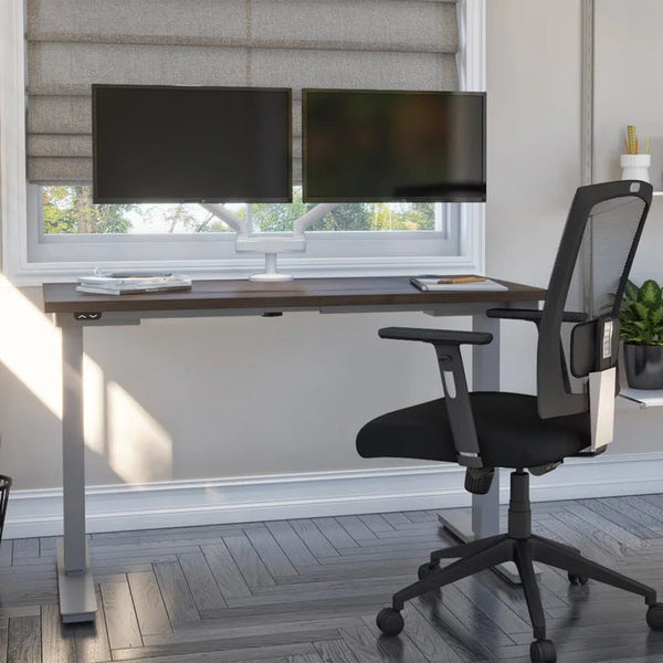 Bestar Upstand 61 cm x 122 cm (24 in. x 48 in.) Height Adjustable Desk with Dual Monitor Arm O9