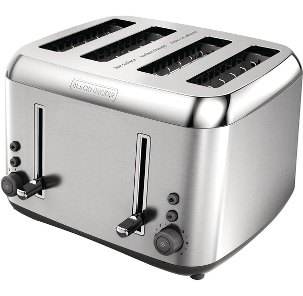 Black & Decker Toaster Kitchen Tools Extra Wide with 7 Settings, Stainless Steel, 4-Slices B0