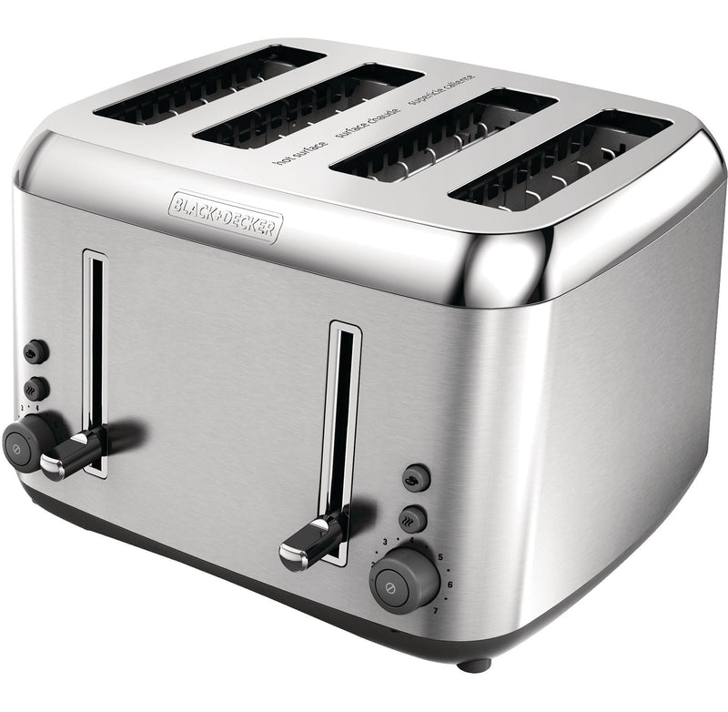 Black & Decker Toaster Kitchen Tools Extra Wide with 7 Settings, Stainless Steel, 4-Slices B0