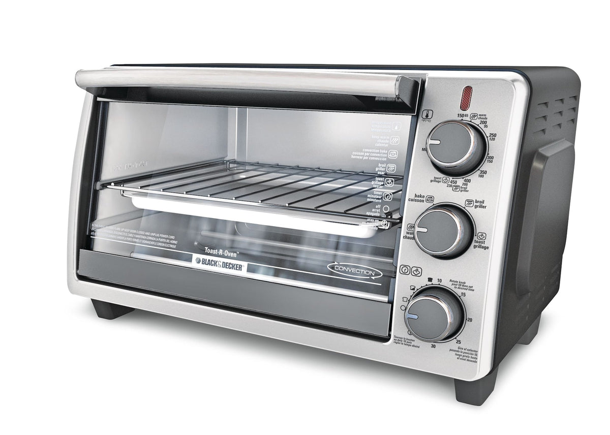 Black & Decker Toaster Oven with 4 Functions, Stainless Steel, 6-Slices