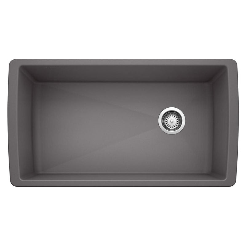 Blanco Diamond SILGRANIT 33-in Super Single Undermount Kitchen Sink, Cinder L1
