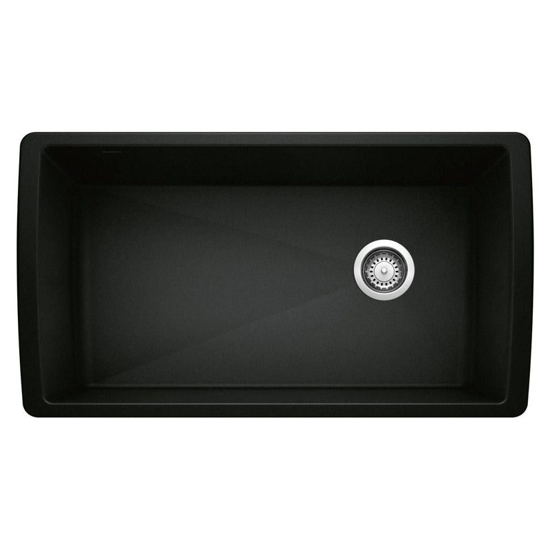 Blanco Diamond SILGRANIT 33-in Super Single Undermount Kitchen Sink, Coal Black P3
