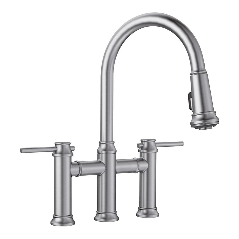 Blanco Empressa Pull-Down Dual-Spray Bridge Faucet, PVD Steel C9