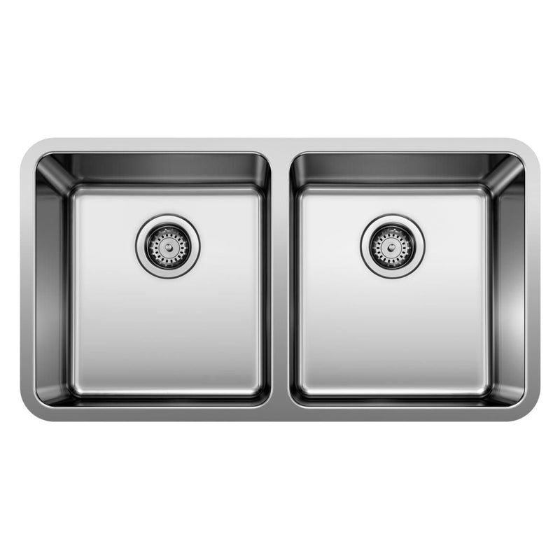 Blanco Formera 33-in 50/50 Double Bowl Undermount Stainless Steel Kitchen Sink K2