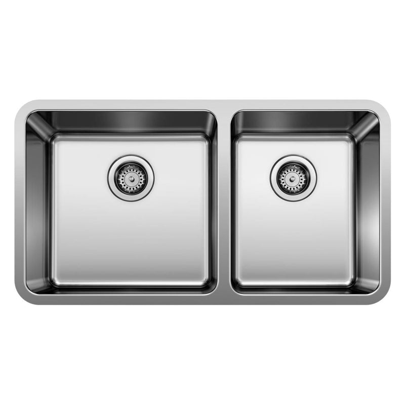 Blanco Formera 33-in 60/40 Double Bowl Undermount Stainless Steel Kitchen Sink T2
