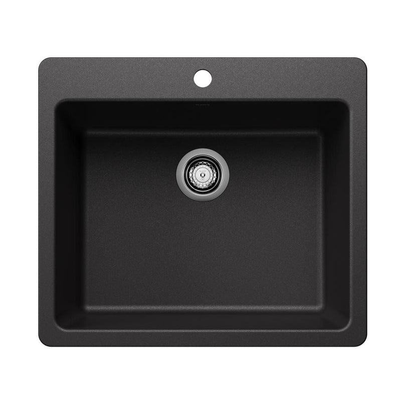 Blanco Liven SILGRANIT 25-in Single Bowl Dual Mount Kitchen Sink, Anthracite E4