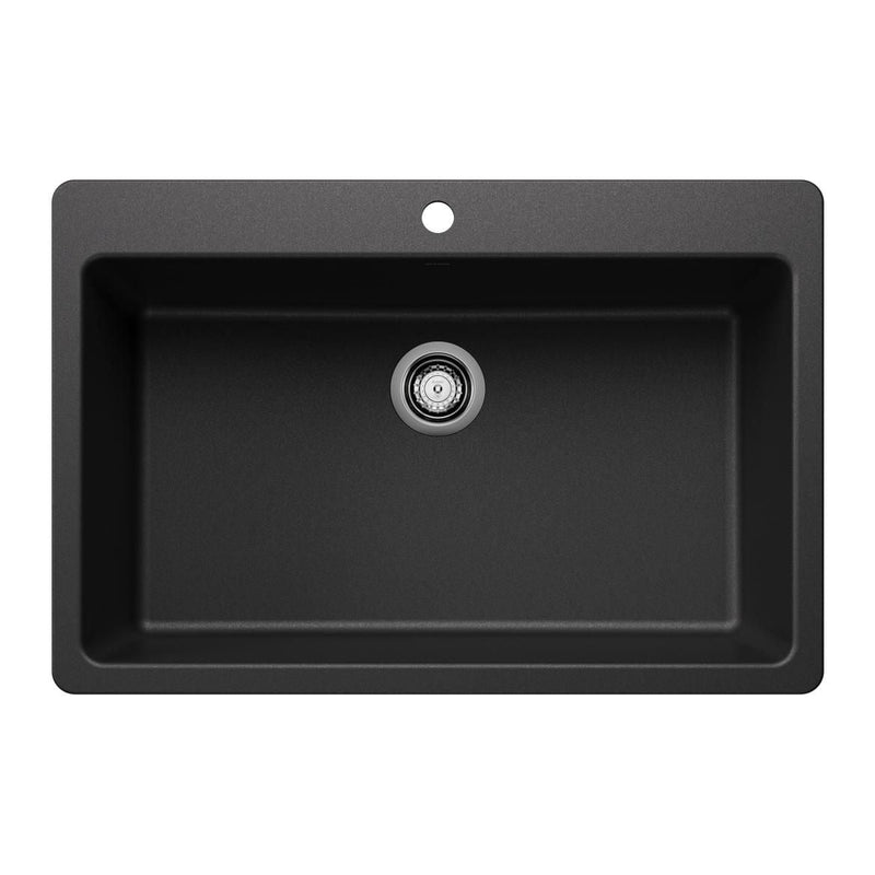 Blanco Liven SILGRANIT 33-in Super Single Dual Mount Kitchen Sink, Anthracite S1