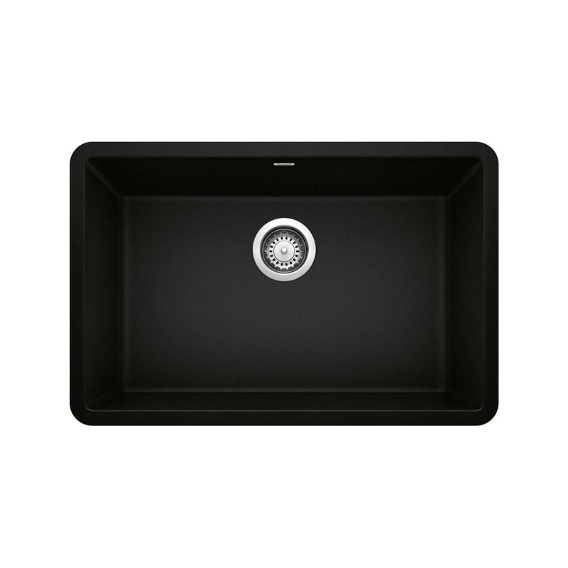 Blanco Precis SILGRANIT 27-in Single Bowl Undermount Kitchen Sink, Coal Black H6