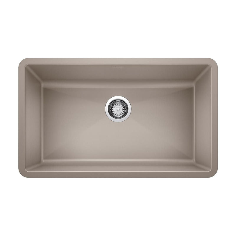 Blanco Precis SILGRANIT 32-in Super Single Undermount Kitchen Sink, Truffle U0