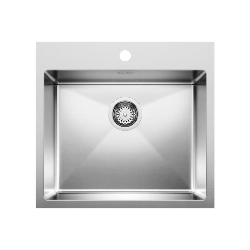 Blanco Quatrus R15 22-in Single Bowl Dual Mount Stainless Steel Kitchen Sink Z4