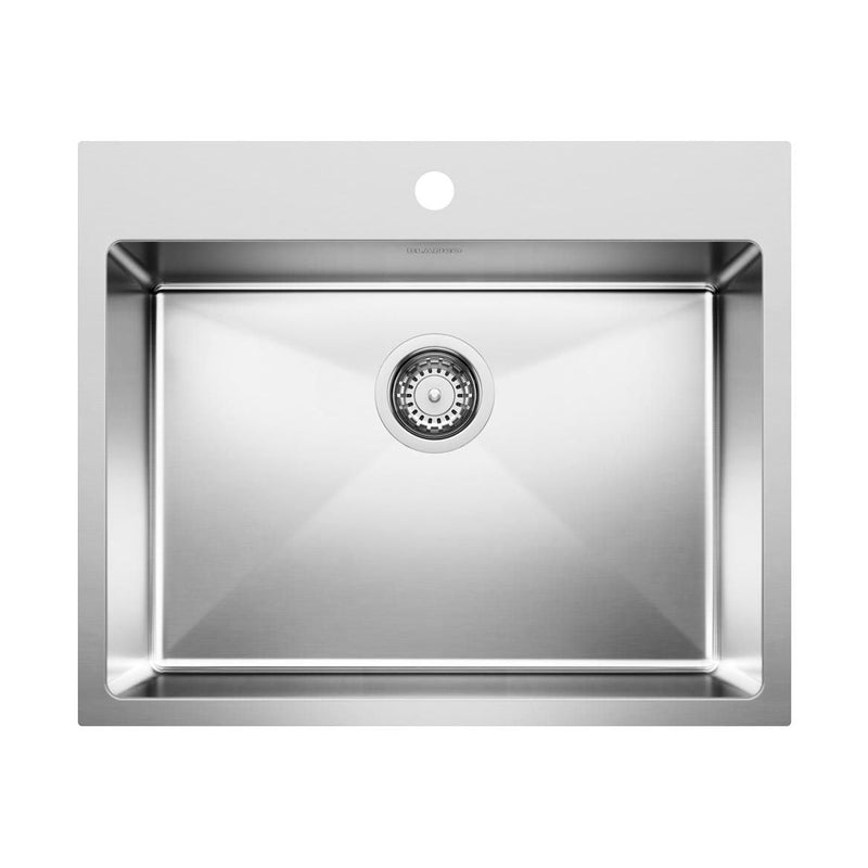 Blanco Quatrus R15 25-in Single Bowl Dual Mount Stainless Steel Kitchen Sink U9