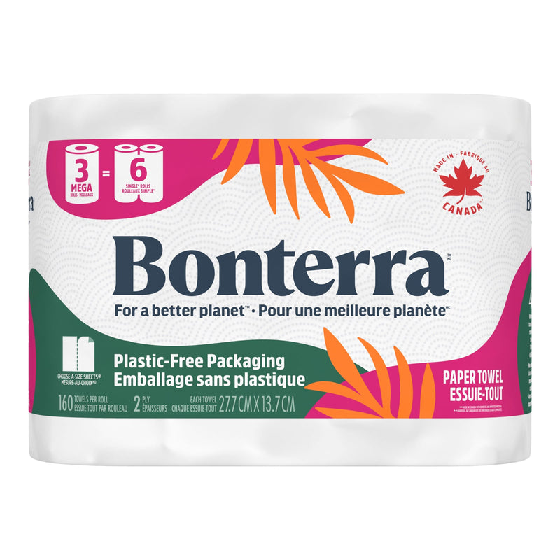 Bonterra Double Roll Paper Towel, 2-ply, 3-pk F6
