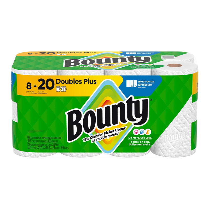 Bounty Select-A-Size Double Plus Roll Paper Towel, 2-ply, 8-pk W3