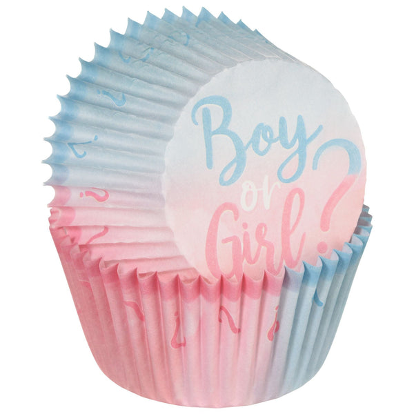 "Boy or Girl?" Baking Cups, Blue/Pink, 2-in, 75-pk, for Gender Reveal U0