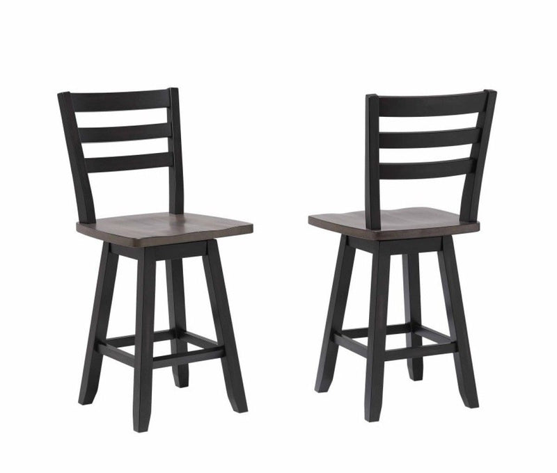 Brassex Aaron Oak/Dark Grey Swivel Counter/Bar Stool with Back Rest, 2-pc V8