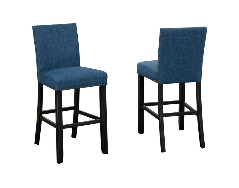 Brassex Alex Blue Counter/Bar Stool with Back Rest, 2-pc D1