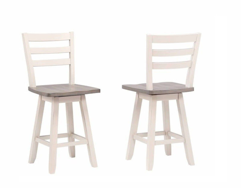 Brassex Alice Grey/White Swivel Counter/Bar Stool with Back Rest, 2-pc H3