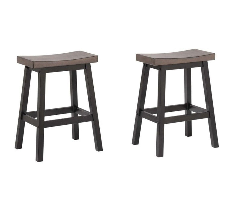 Brassex Arnold Oak/Dark Grey Counter/Bar Stool with Back Rest, 2-pc A7