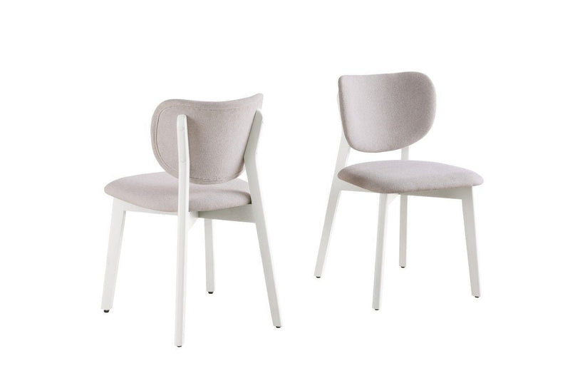 Brassex Dua Cream Fabric Upholstered Dining Chair with Curved Backrest, 2-pc N5